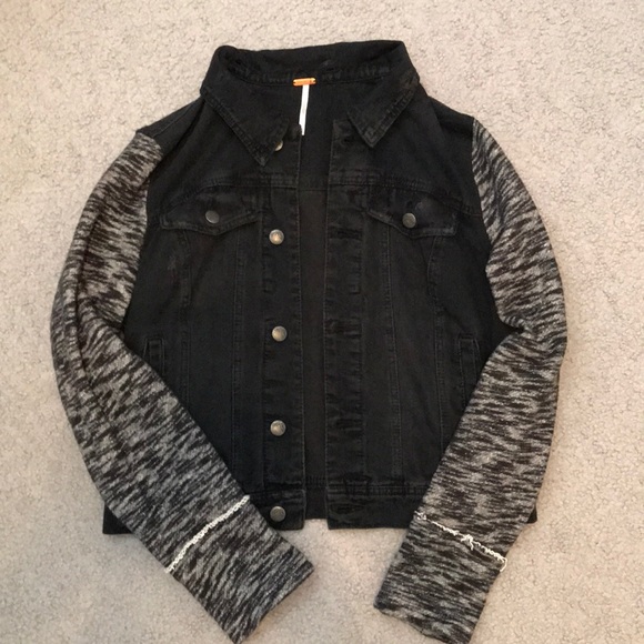 Free People Jackets & Blazers - Free People Knit Hooded Denim Jacket / Size Medium